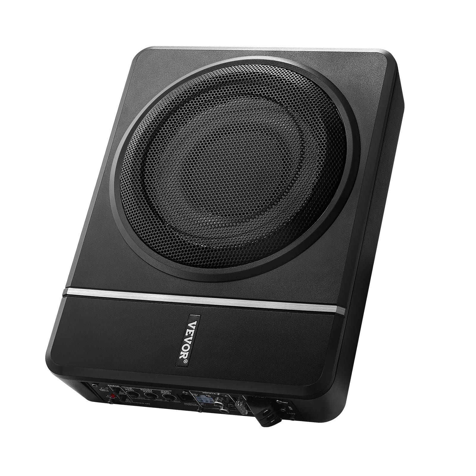 8" 240W Underseat Car Subwoofer, 120W RMS Rated Power Slim Powered Car Subwoofers Under the Seat, Low Profile Audio Sub Built-in Amplifier, High/Low Level Input & Volume Controller for SUVs, Car, Truck, RV