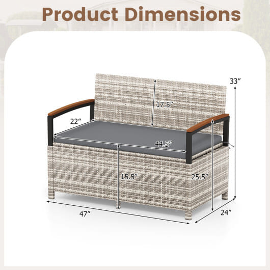 Outdoor Storage Bench Deck Box Patio Furniture with Cushion-Gray - Color: Gray