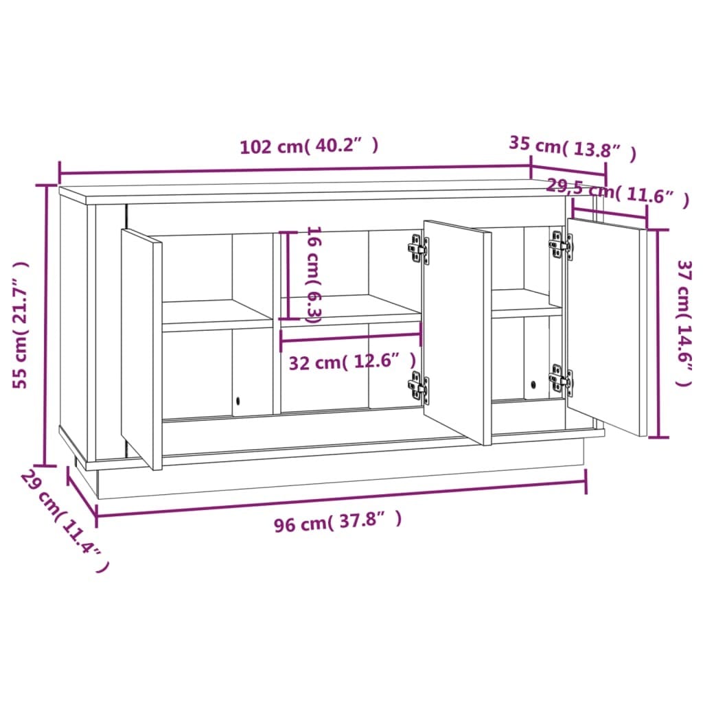 Sideboard Sonoma Oak 40.2"x13.8"x21.7" Engineered Wood