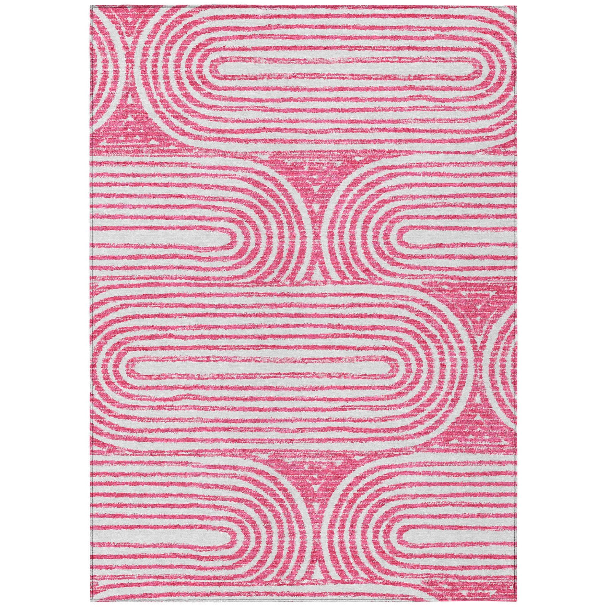 9' X 12' Blush Abstract Washable Non Skid Indoor Outdoor Area Rug