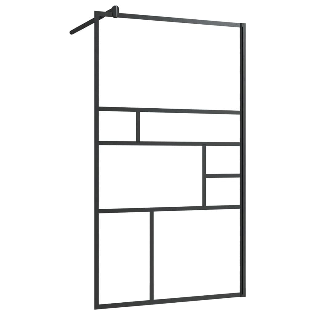 Walk-in Shower Wall with Clear ESG Glass 35.4"x76.8" Black