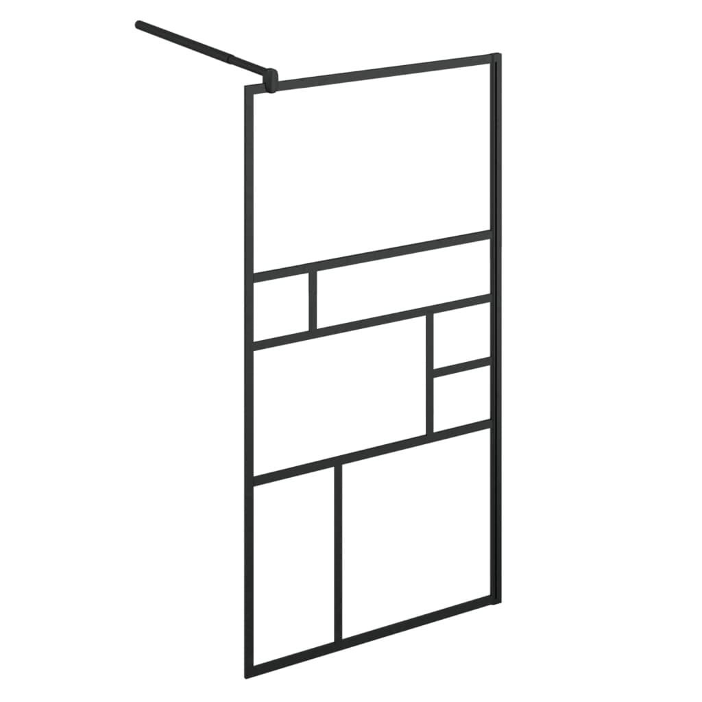 Walk-in Shower Wall with Clear ESG Glass 35.4"x76.8" Black