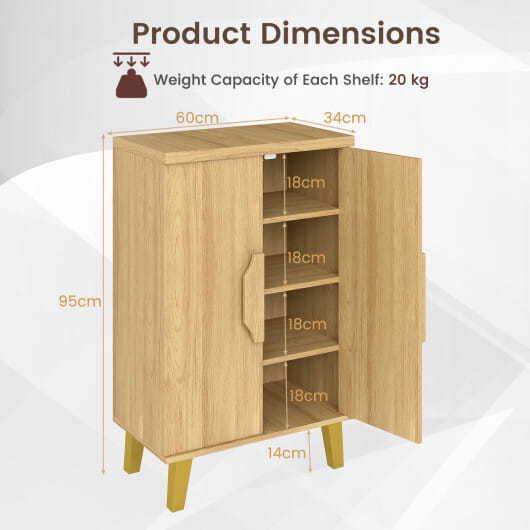 Buffet Cabinet with Double Doors and Raised Legs-Natural - Color: Natural