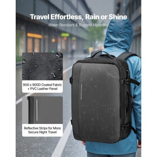 Vacuum Travel Backpack, 65L, Expandable Vacuum Seal Compression Travel Backpack with Pump, with TSA-Approved Lock, Airback Vacpack, Water-Resistant Carry-On Suitcase Luggage, for Business, Gray