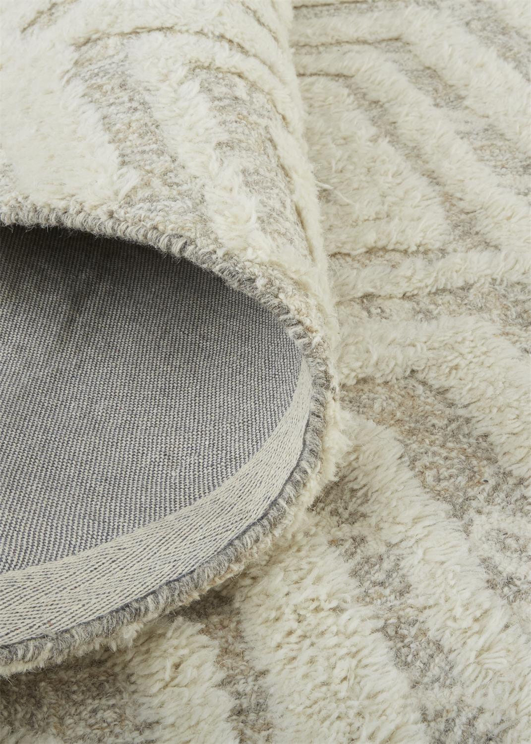 10' X 14' Ivory And Tan Wool Geometric Tufted Handmade Stain Resistant Area Rug