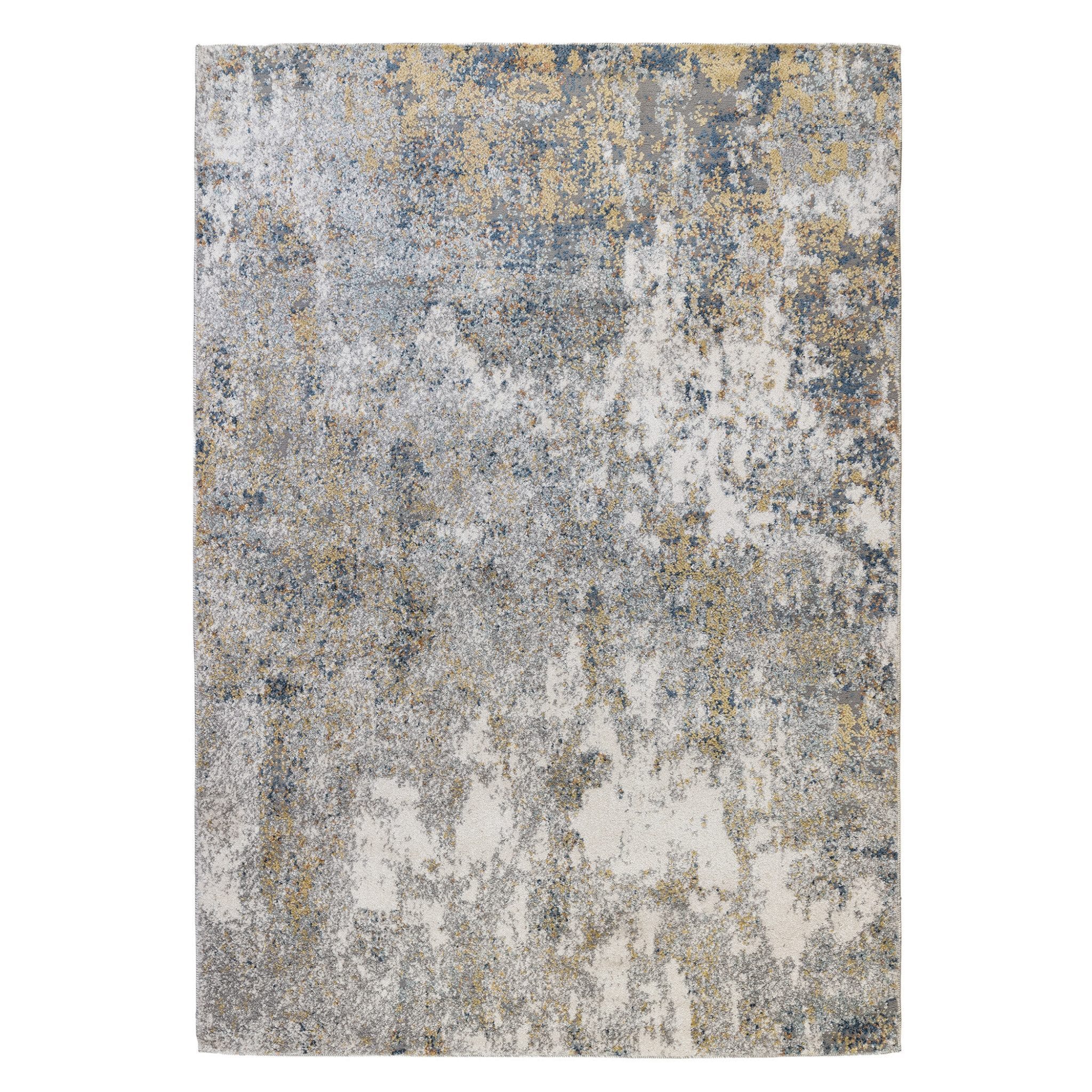 8' X 10' Ivory Blue and Yellow Abstract Power Loom Area Rug