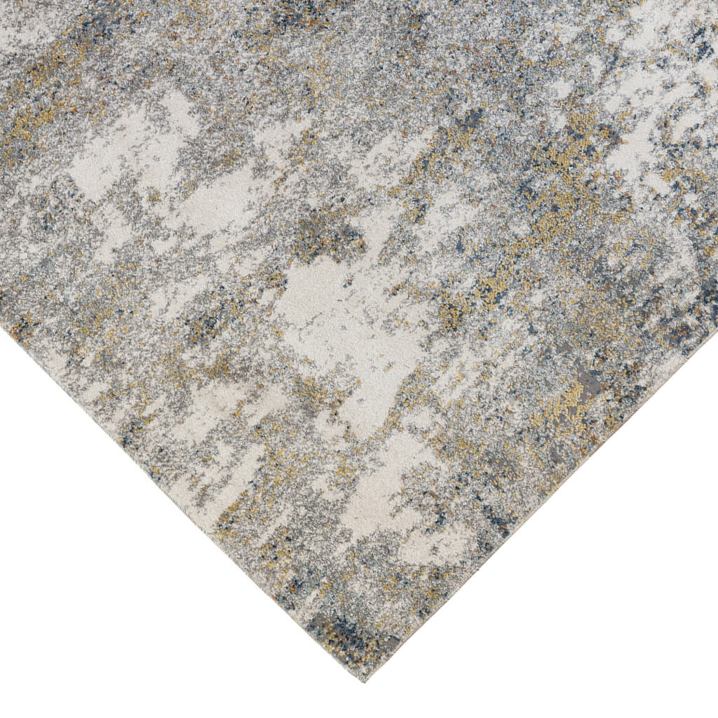 8' X 10' Ivory Blue and Yellow Abstract Power Loom Area Rug