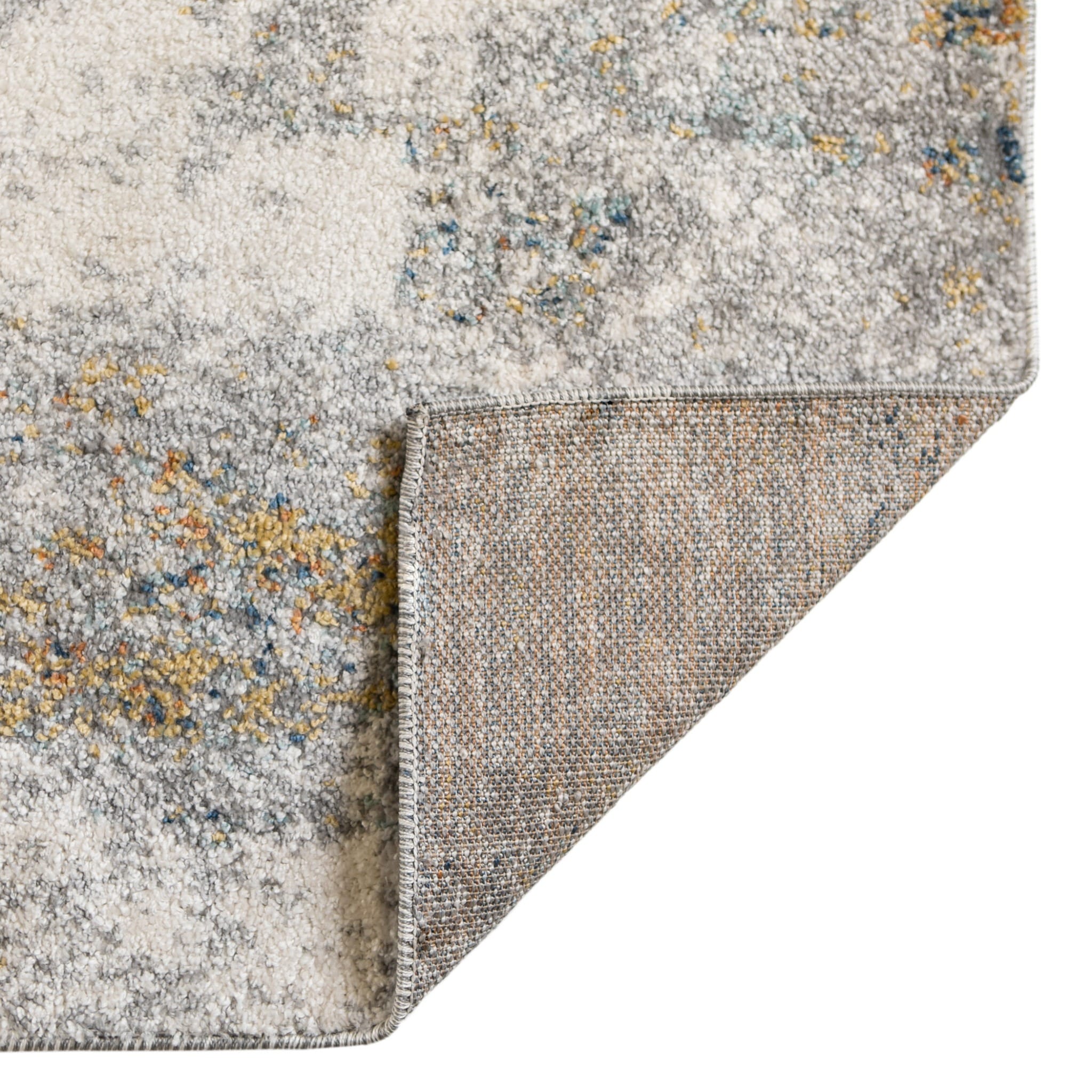 8' X 10' Ivory Blue and Yellow Abstract Power Loom Area Rug