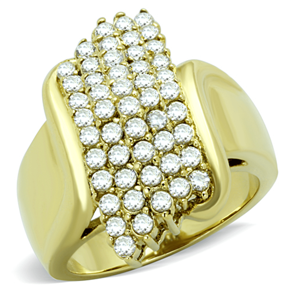 TK1554 - IP Gold(Ion Plating) Stainless Steel Ring with AAA Grade CZ in Clear