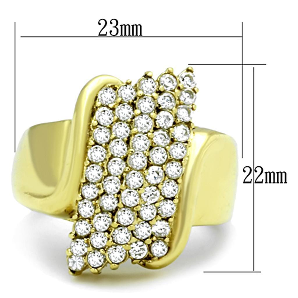TK1554 - IP Gold(Ion Plating) Stainless Steel Ring with AAA Grade CZ in Clear