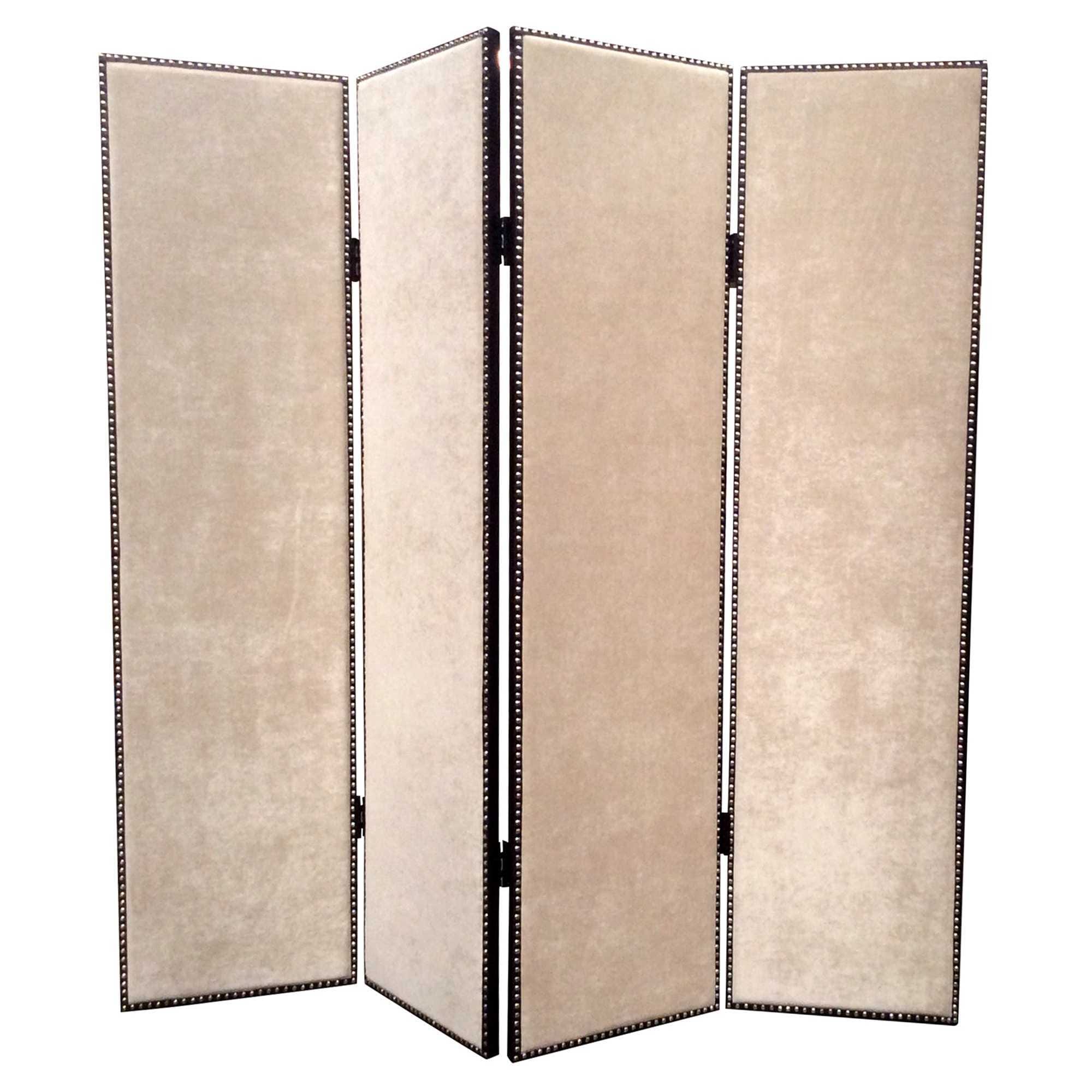 84 X 84 Beige Wood & Fabric Chateau Screen
