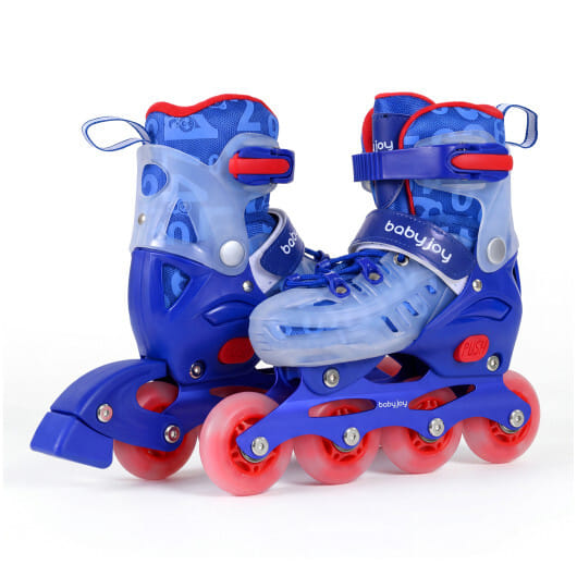 4-Size Adjustable Kids Inline Skates for Beginners Ages 5-7-Blue and Pink