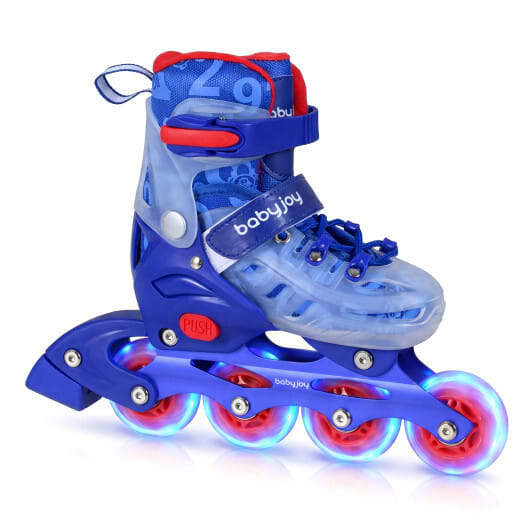 4-Size Adjustable Kids Inline Skates for Beginners Ages 5-7-Blue and Pink