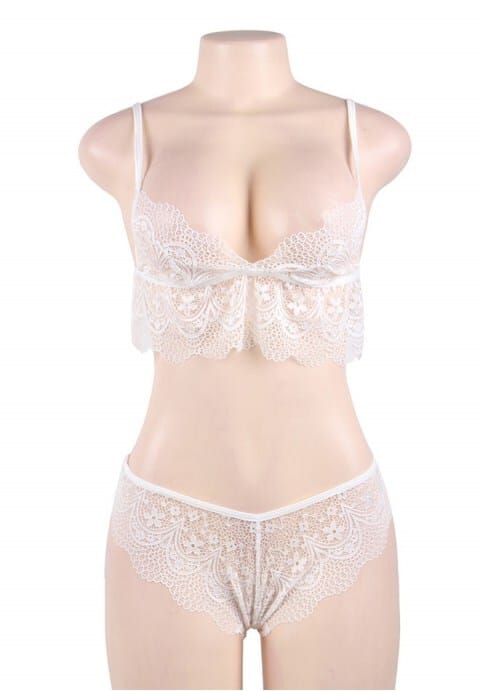 Plus Size Black Lace Temptation 2pcs Bralette Lingerie Set