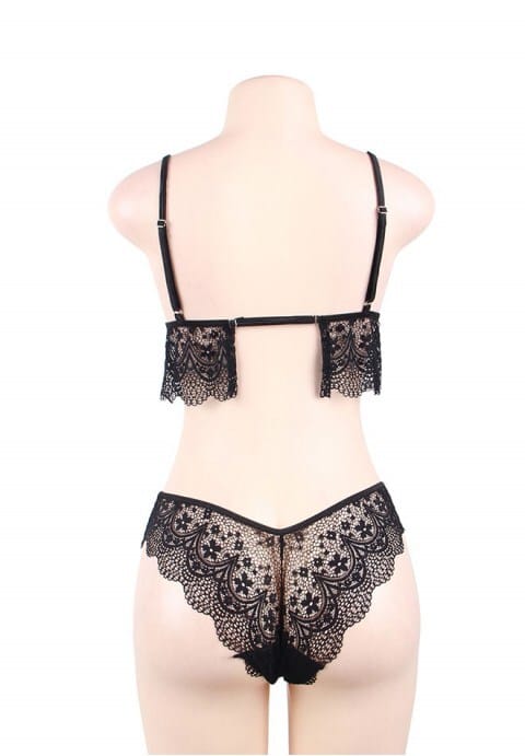 Plus Size Black Lace Temptation 2pcs Bralette Lingerie Set