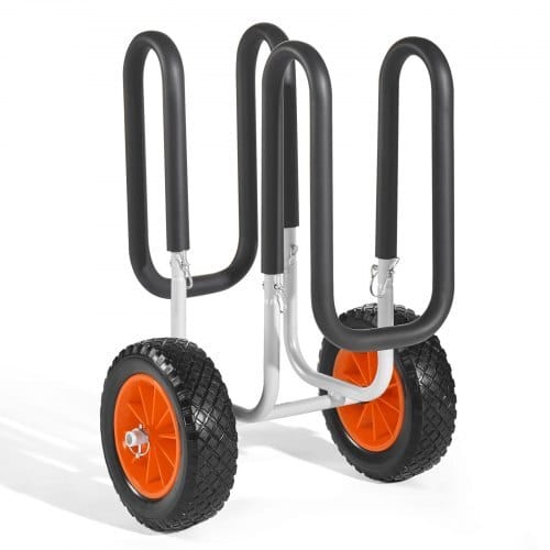 Kayak Cart, 150 lbs Load Capacity, Stand Up Paddle Board Trolley with 10-inch Solid Rubber Tires & Kickstands, Paddle Board Carrier with Ratchet Strap for Paddleboard & Surfboard Transport