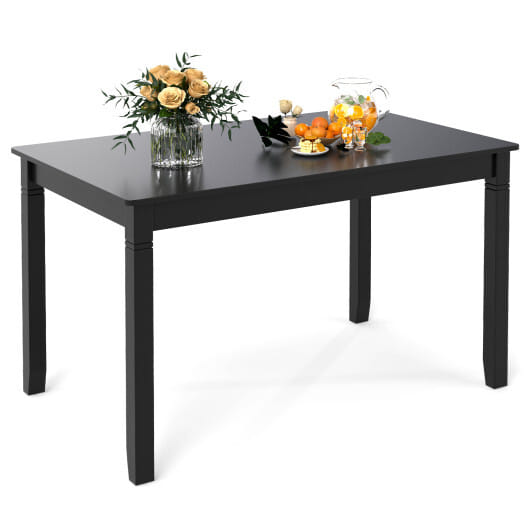 48-Inch Wooden Dining Table for 4 People Rectangular Kitchen Table with Rubber Wood Legs-Black - Color: Black