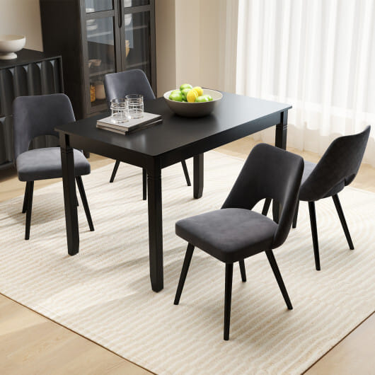 48-Inch Wooden Dining Table for 4 People Rectangular Kitchen Table with Rubber Wood Legs-Black - Color: Black