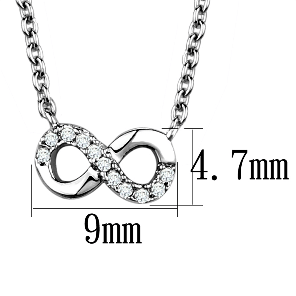 3W1022 - Rhodium Brass Chain Pendant with AAA Grade CZ in Clear