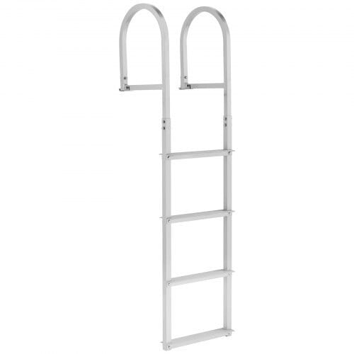 Removable Dock Ladder, 4 Steps, Aluminum Alloy Pontoon Boat Swim Ladder, with Non-Slip Wide Steps, 500 lbs Weight Capacity, Quick Release Design, for Lake Swimming, Pool, Boat, Marine Boarding