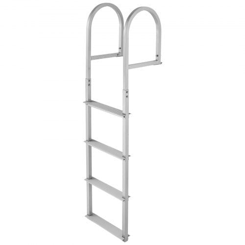 Removable Dock Ladder, 4 Steps, Aluminum Alloy Pontoon Boat Swim Ladder, with Non-Slip Wide Steps, 500 lbs Weight Capacity, Quick Release Design, for Lake Swimming, Pool, Boat, Marine Boarding