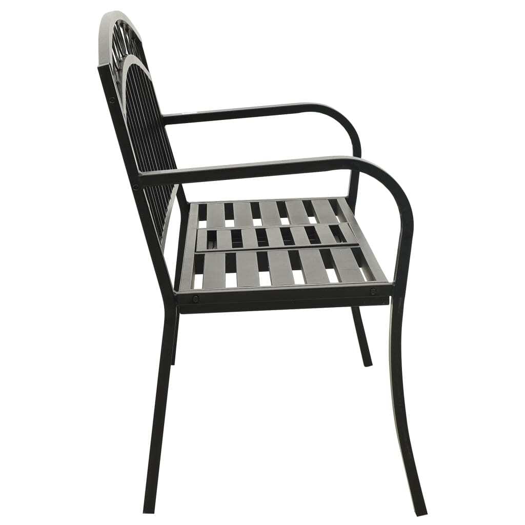 Patio Bench with a Table 49.2" Steel Black