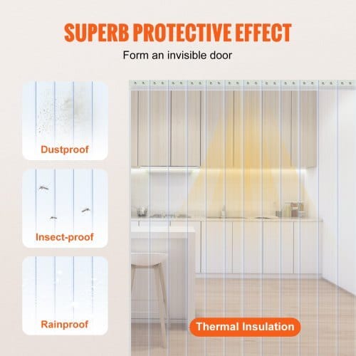 Clear PVC Strip Curtain, 50 ft Length x 8 in Width, Ribbed Plastic Door Strip Bulk Roll, Walk in Freezer Cooler Curtain Strips for Doorways of Supermarket, Garage, Warehouse, Pet Animal House