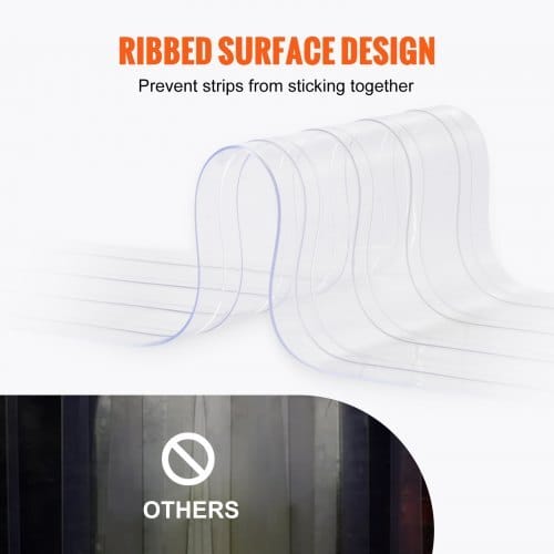 Clear PVC Strip Curtain, 50 ft Length x 8 in Width, Ribbed Plastic Door Strip Bulk Roll, Walk in Freezer Cooler Curtain Strips for Doorways of Supermarket, Garage, Warehouse, Pet Animal House