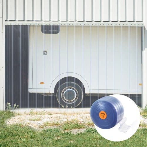 Clear PVC Strip Curtain, 50 ft Length x 8 in Width, Ribbed Plastic Door Strip Bulk Roll, Walk in Freezer Cooler Curtain Strips for Doorways of Supermarket, Garage, Warehouse, Pet Animal House