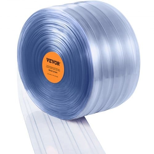 Clear PVC Strip Curtain, 50 ft Length x 8 in Width, Ribbed Plastic Door Strip Bulk Roll, Walk in Freezer Cooler Curtain Strips for Doorways of Supermarket, Garage, Warehouse, Pet Animal House