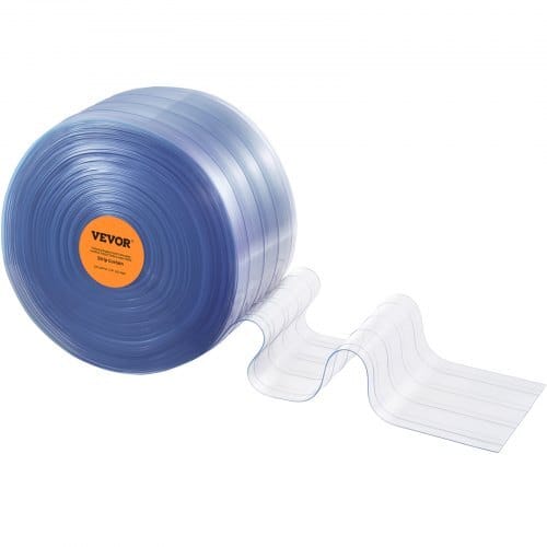 Clear PVC Strip Curtain, 50 ft Length x 8 in Width, Ribbed Plastic Door Strip Bulk Roll, Walk in Freezer Cooler Curtain Strips for Doorways of Supermarket, Garage, Warehouse, Pet Animal House