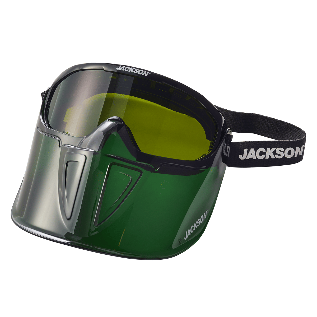 Jackson Safety Safety Goggle - GPL500 Premium Series - Shade 5 IR Lens - Anti-Fog - with Flip-Up Detachable Face Shield - Green Body