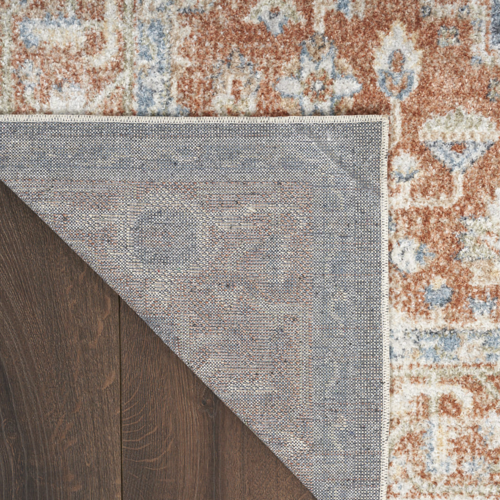 5' X 7' Denim Blue Oriental Power Loom Distressed Washable Area Rug