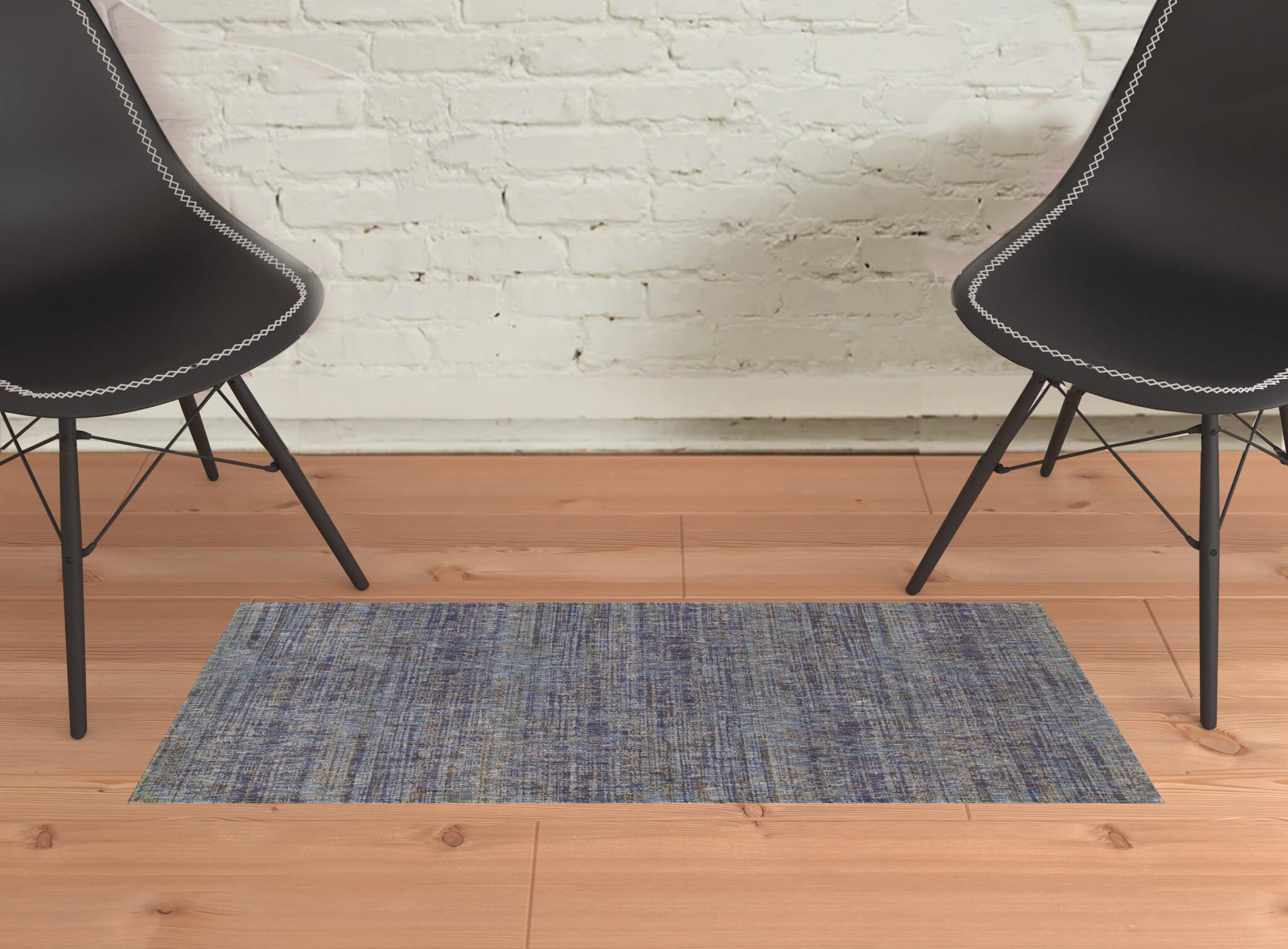 2' X 3' Blue and Ivory Power Loom Area Rug