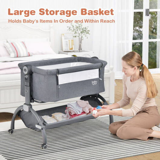 3-in-1 Baby Bassinet with Double-Lock Design and Adjustable Heights-Beige