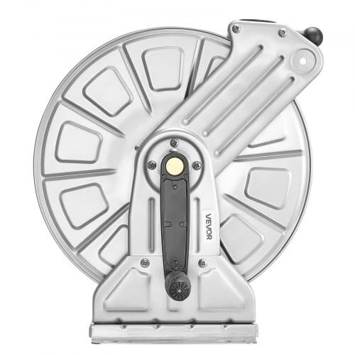 Wall Mounted Garden Hose Reel, Holds 150 ft 5/8-inch Water Hose Winder, Heavy-Duty Stainless Steel, Outdoor Manual Reel with Brass Fitting & Hose Guide, Space Saving, for Yard Lawn Garage