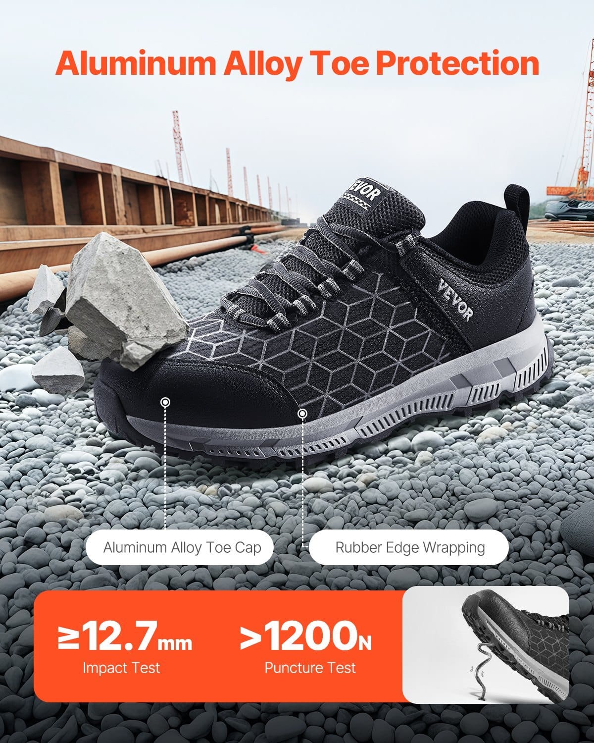 Steel Toe Shoes for Men, US Size 11.5, Men?™s Cushion Sport Safety Toe Athletic Work Shoe, Indestructible Safety Sneakers Lightweight,Breathable Industry Construction Work Shoes, Black