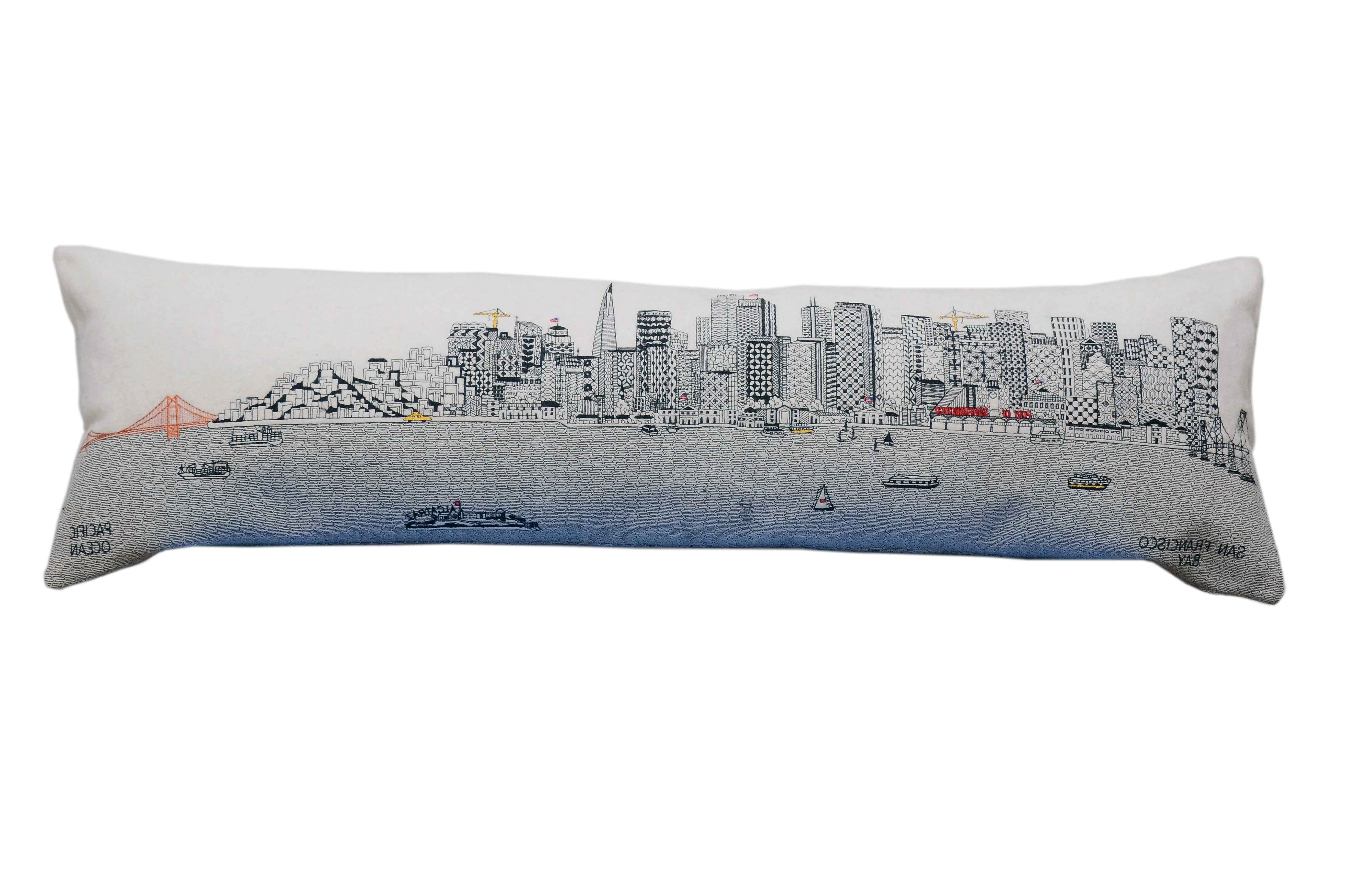 46" White San Francisco Daylight Skyline Lumbar Decorative Pillow