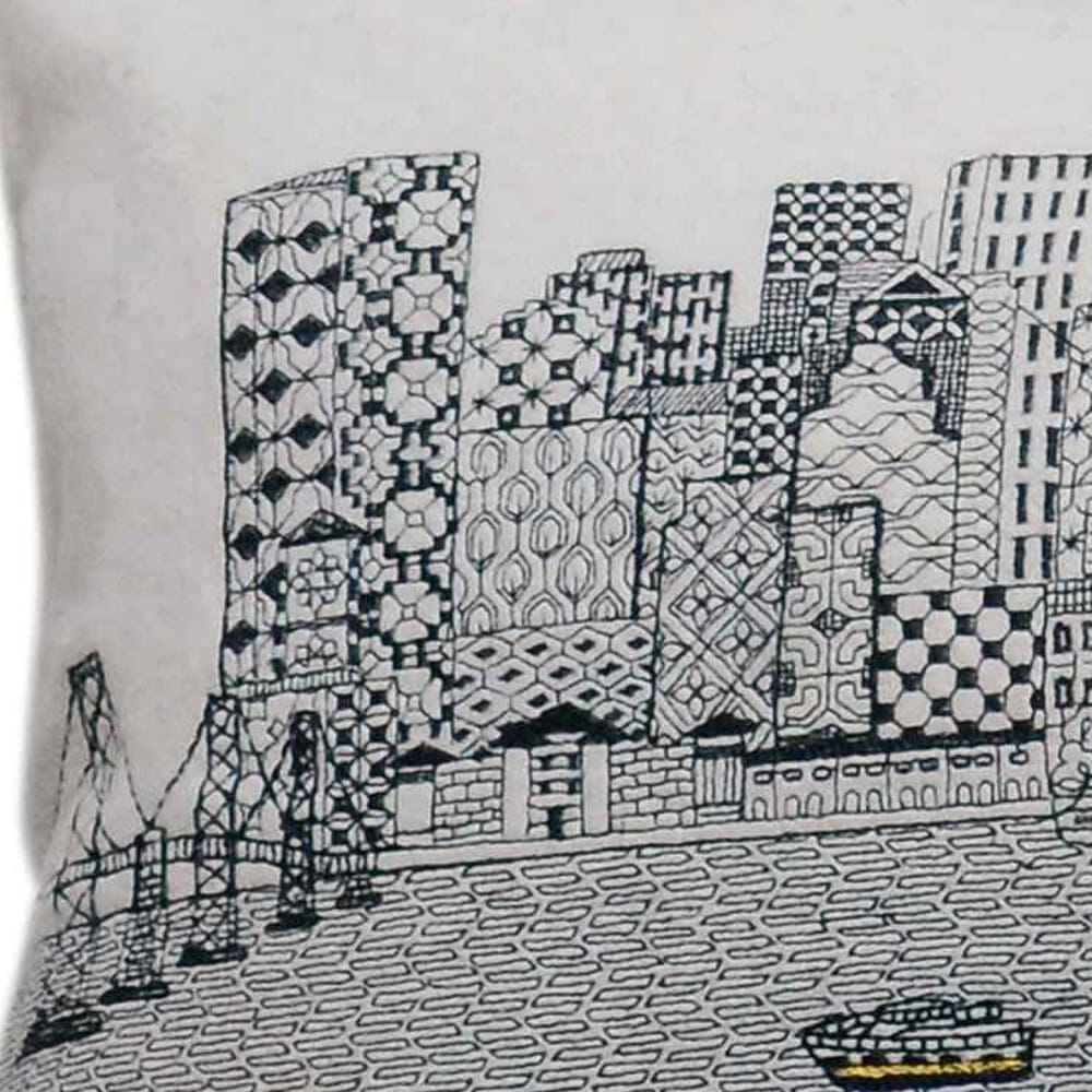 46" White San Francisco Daylight Skyline Lumbar Decorative Pillow