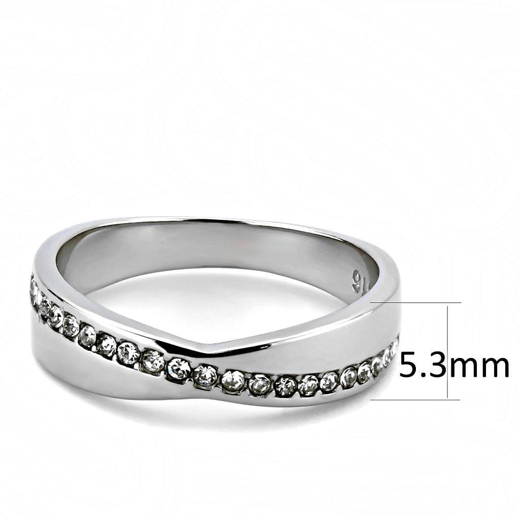 TK3501 - High polished (no plating) Stainless Steel Ring with Top Grade Crystal in Clear