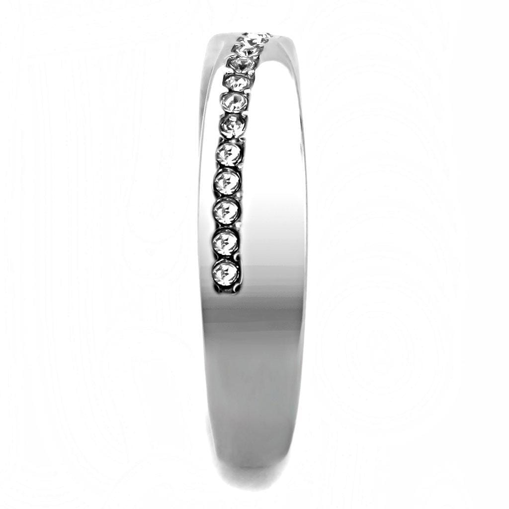 TK3501 - High polished (no plating) Stainless Steel Ring with Top Grade Crystal in Clear