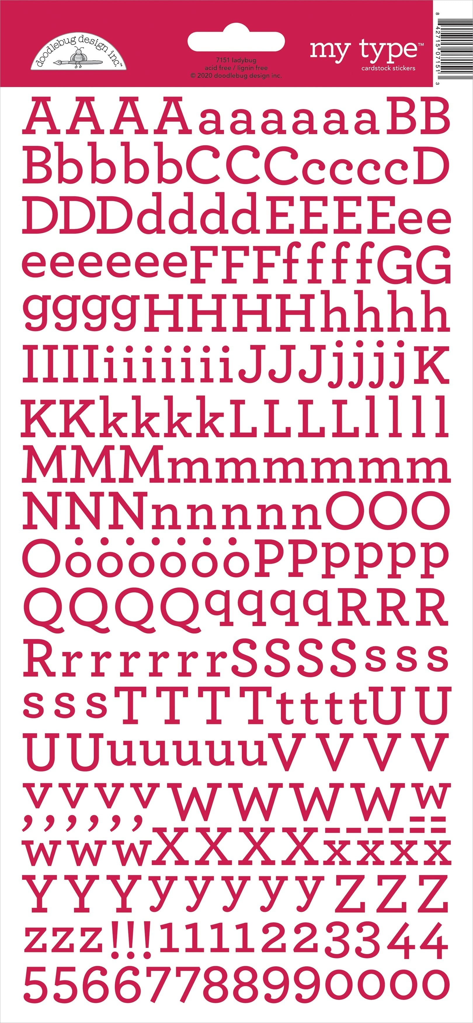 Doodlebug My Type Cardstock Stickers 6 X13 inch Ladybug inch