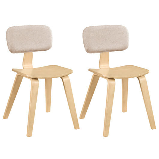 Set of 2 Rubber Wood Dining Room Chairs with Teddy Velvet Padded Backrest-Walnut