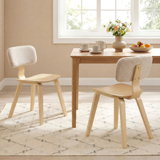 Set of 2 Rubber Wood Dining Room Chairs with Teddy Velvet Padded Backrest-Walnut