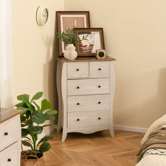 Closet Storage Organizer with 5 Folding Fabric Drawers and Anti-tipping Kit-Gray - Color: Gray