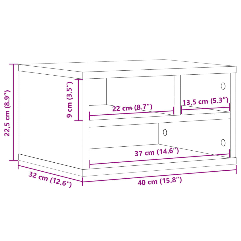 Printer Stand Smoked Oak 15.7"x12.6"x8.9" Engineered Wood