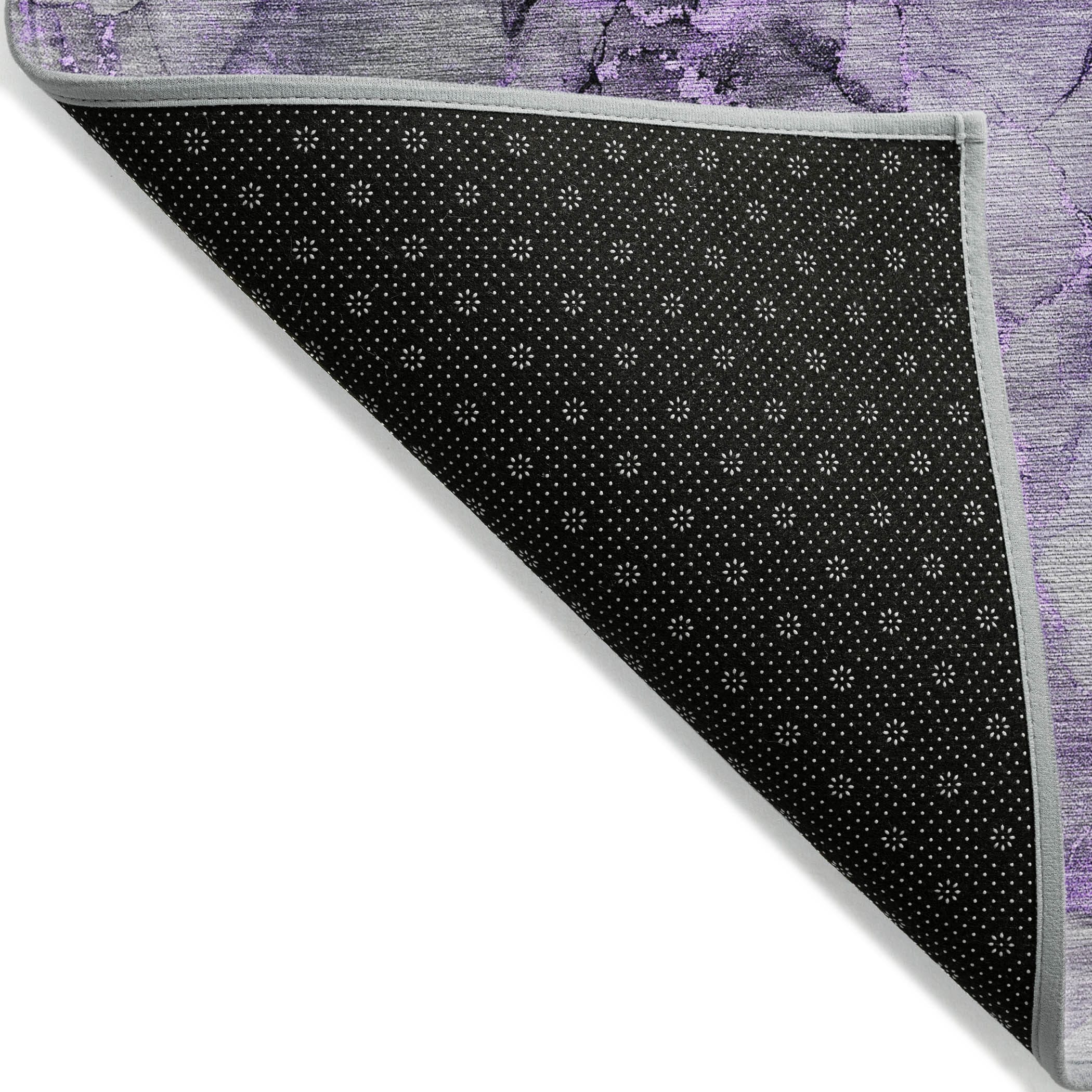 5' X 8' Purple Abstract Washable Non Skid Indoor Outdoor Area Rug