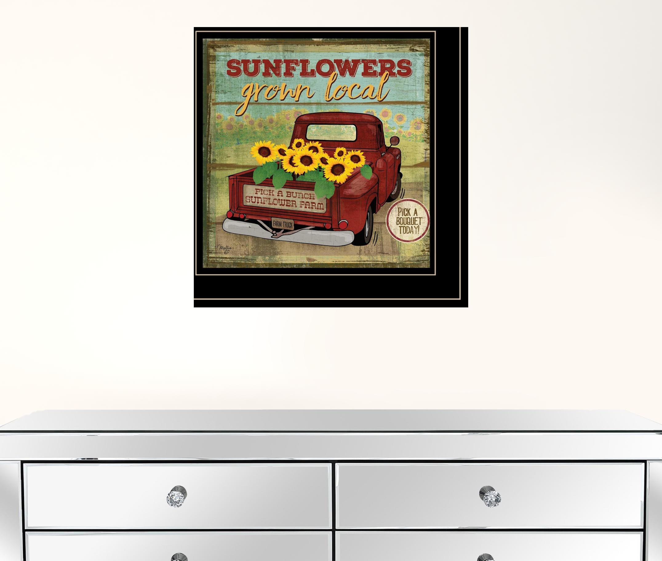 Sunflowers from the Farm 4 Black Framed Print Wall Art