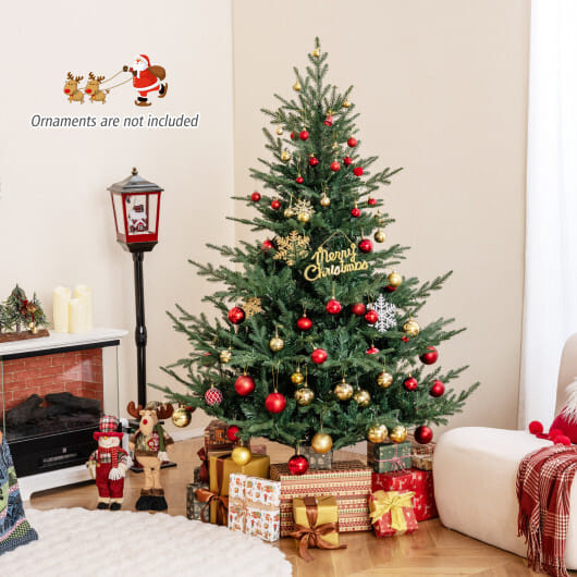 Artificial Christmas Tree with Branch Tips and Warm White LED Lights-6 Feet - Color: Green - Size: 6 ft