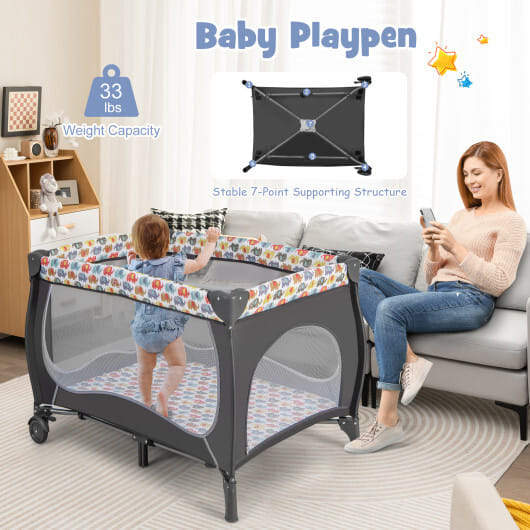 4 in 1 Portable Baby Nursery Center with Net and Music Box-Multicolor - Color: Multicolor